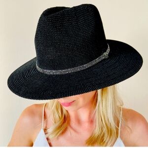 MARCUS ARDLER Black Crystal Wide Brin  Panamá Hat OS
